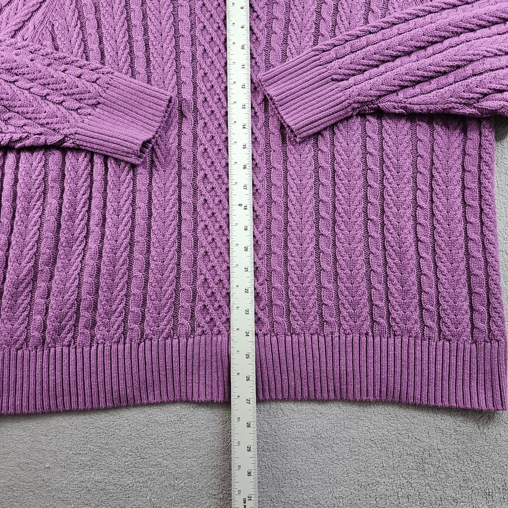 St. John's Bay Sweater Women 3X Purple Cable Knit Long Sleeve Crew Neck Pullover - Picture 3 of 9